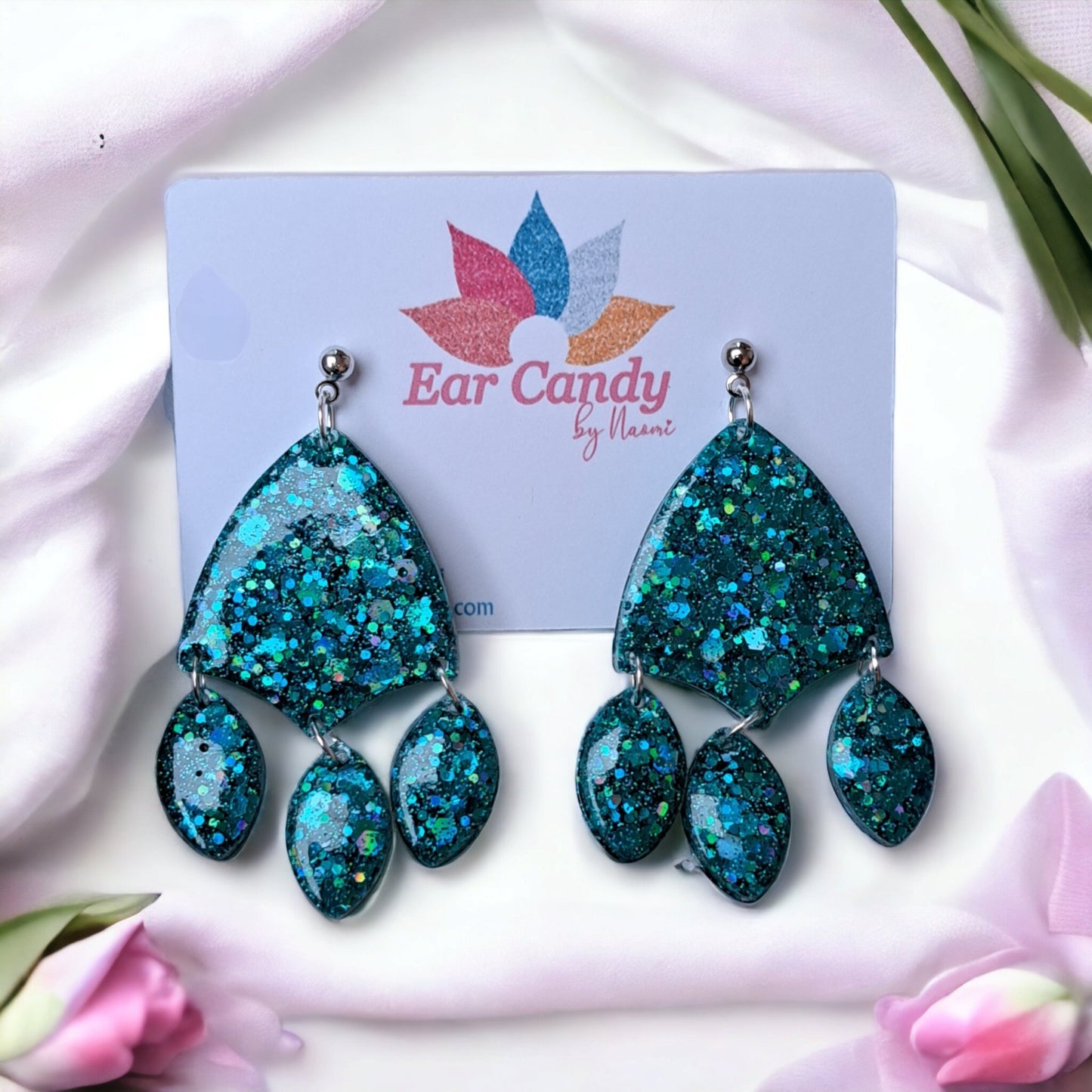 Muireann aqua glitter - Ear Candy by Naomi Muireann aqua glitter
