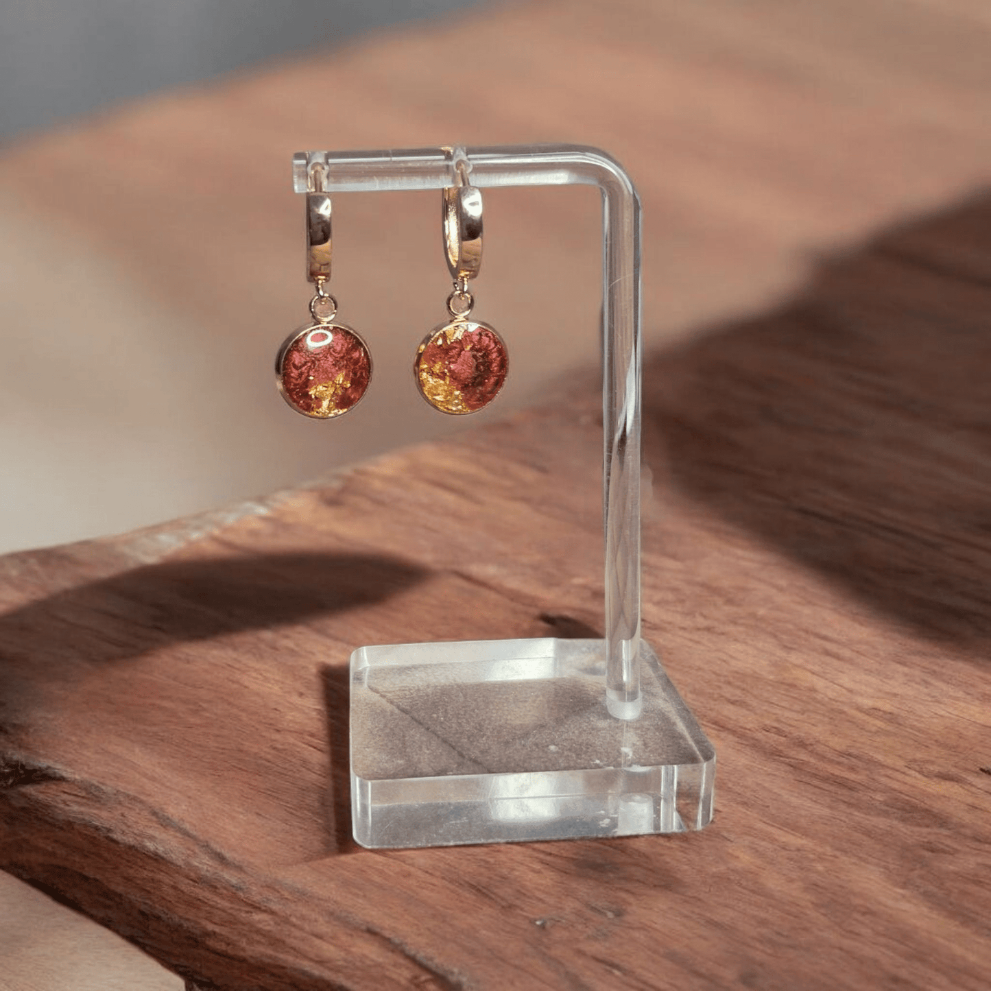 Sadie Merlot Discs with gold - Ear Candy by NaomiSadie Merlot Discs with gold