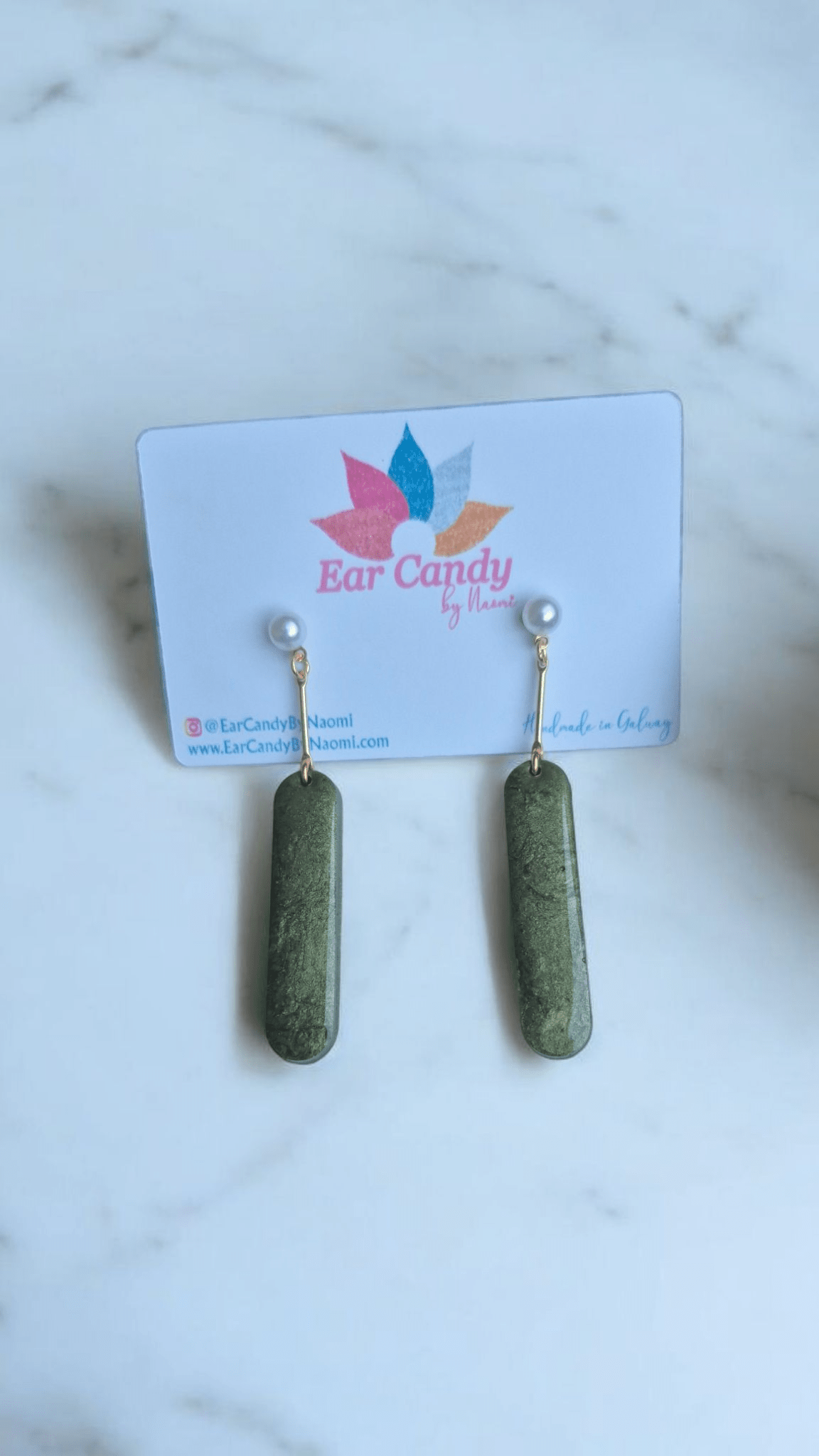 Bronwyn Pearl Drop pistachio - Ear Candy by NaomiBronwyn Pearl Drop pistachio