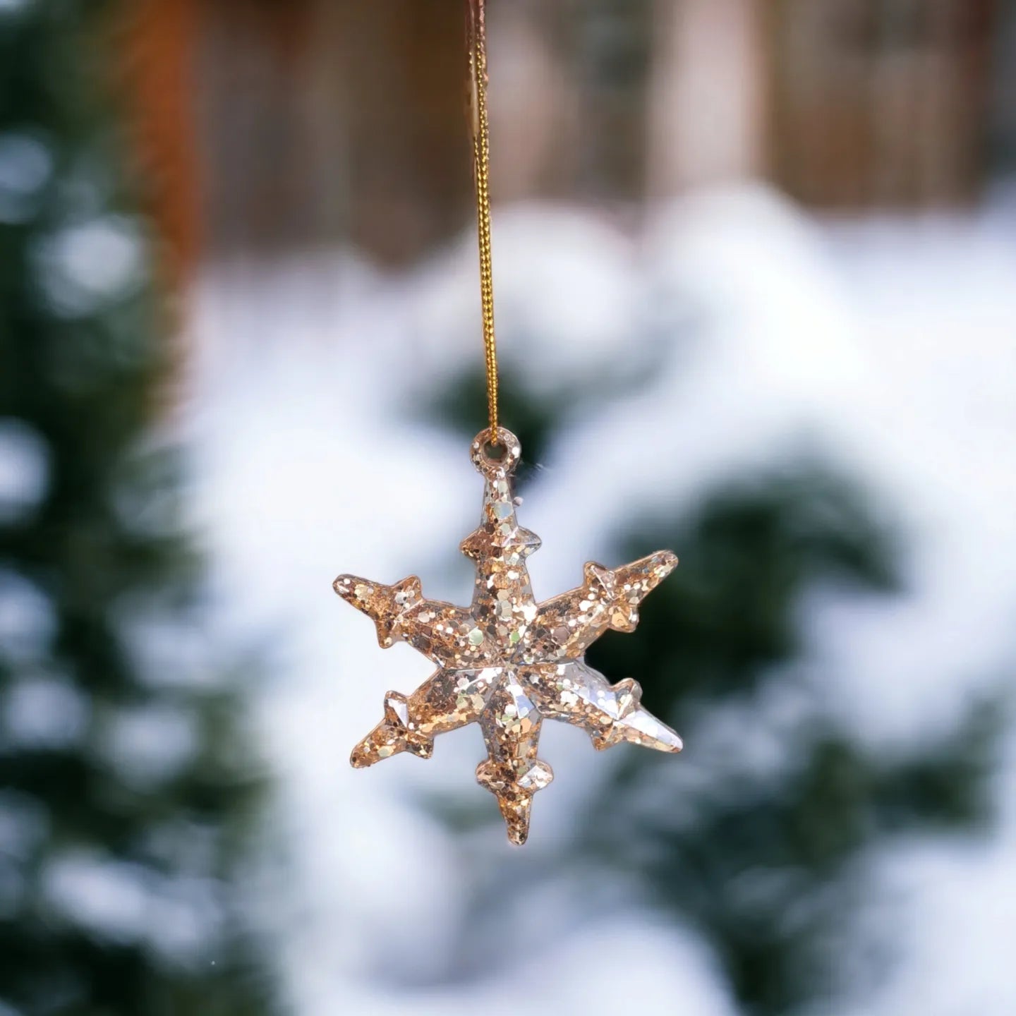 Golden sparkle snowflake set of 4