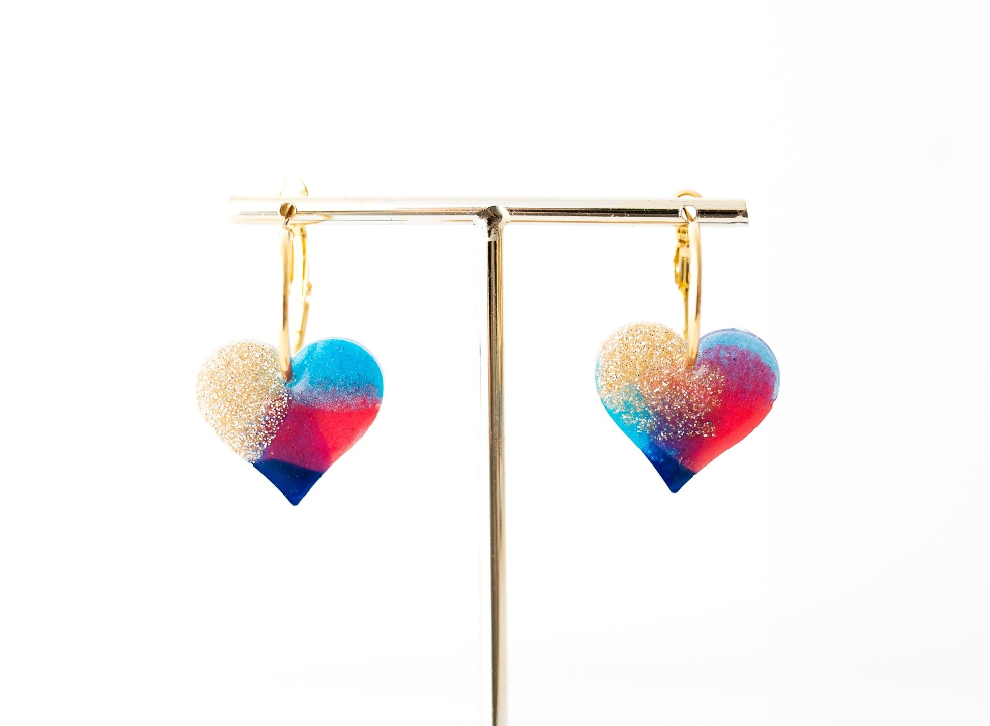 Heart spring on a gold hoop - Ear Candy by Naomi Heart spring on a gold hoop