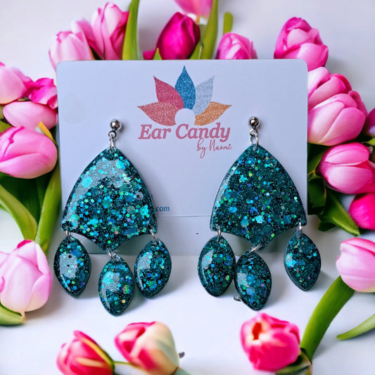 Muireann aqua glitter - Ear Candy by Naomi Muireann aqua glitter