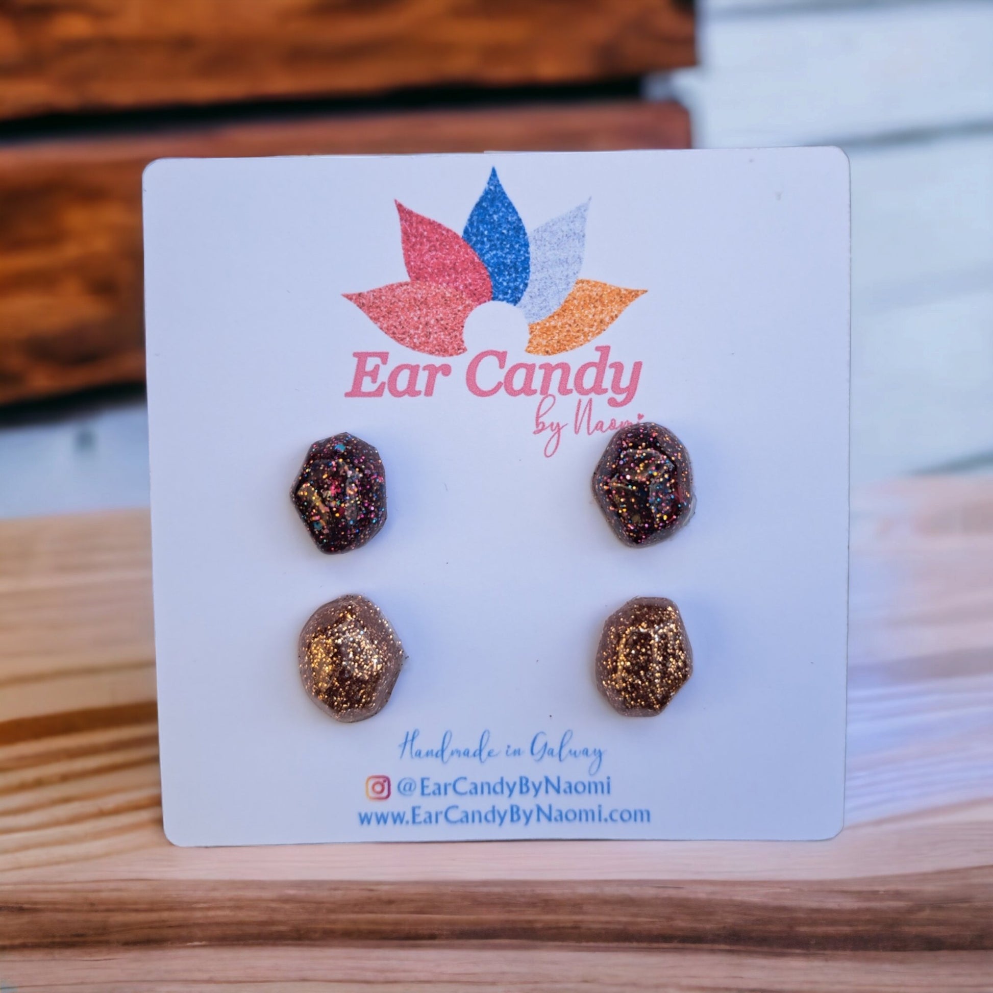 Skittle Studs bronze & gold shimmer - Ear Candy by Naomi Skittle Studs bronze & gold shimmer