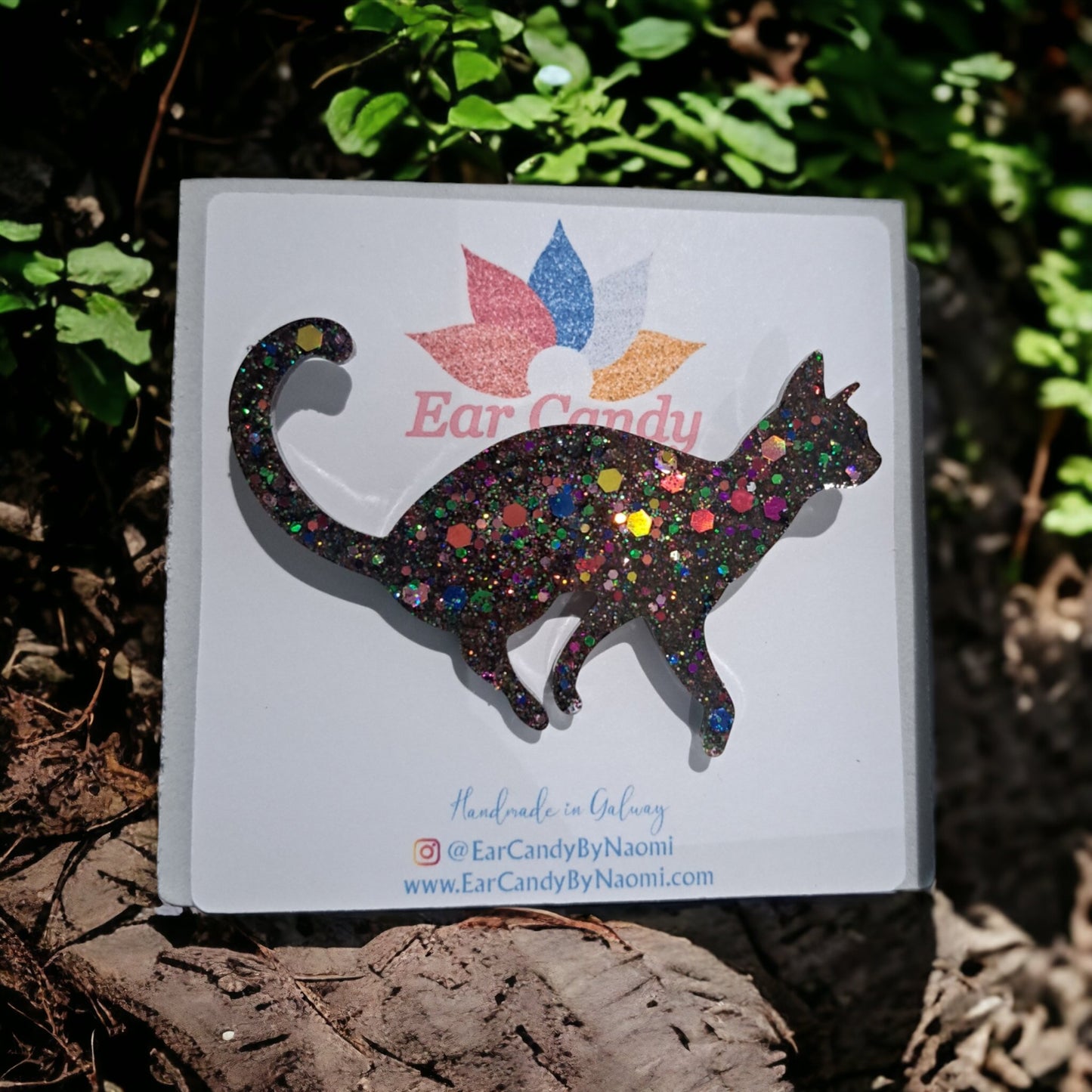 Glitter cat brooch - Ear Candy by Naomi Glitter cat brooch