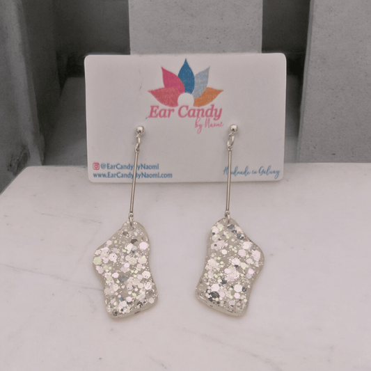White sparkle long Drops - Ear Candy by NaomiWhite sparkle long Drops
