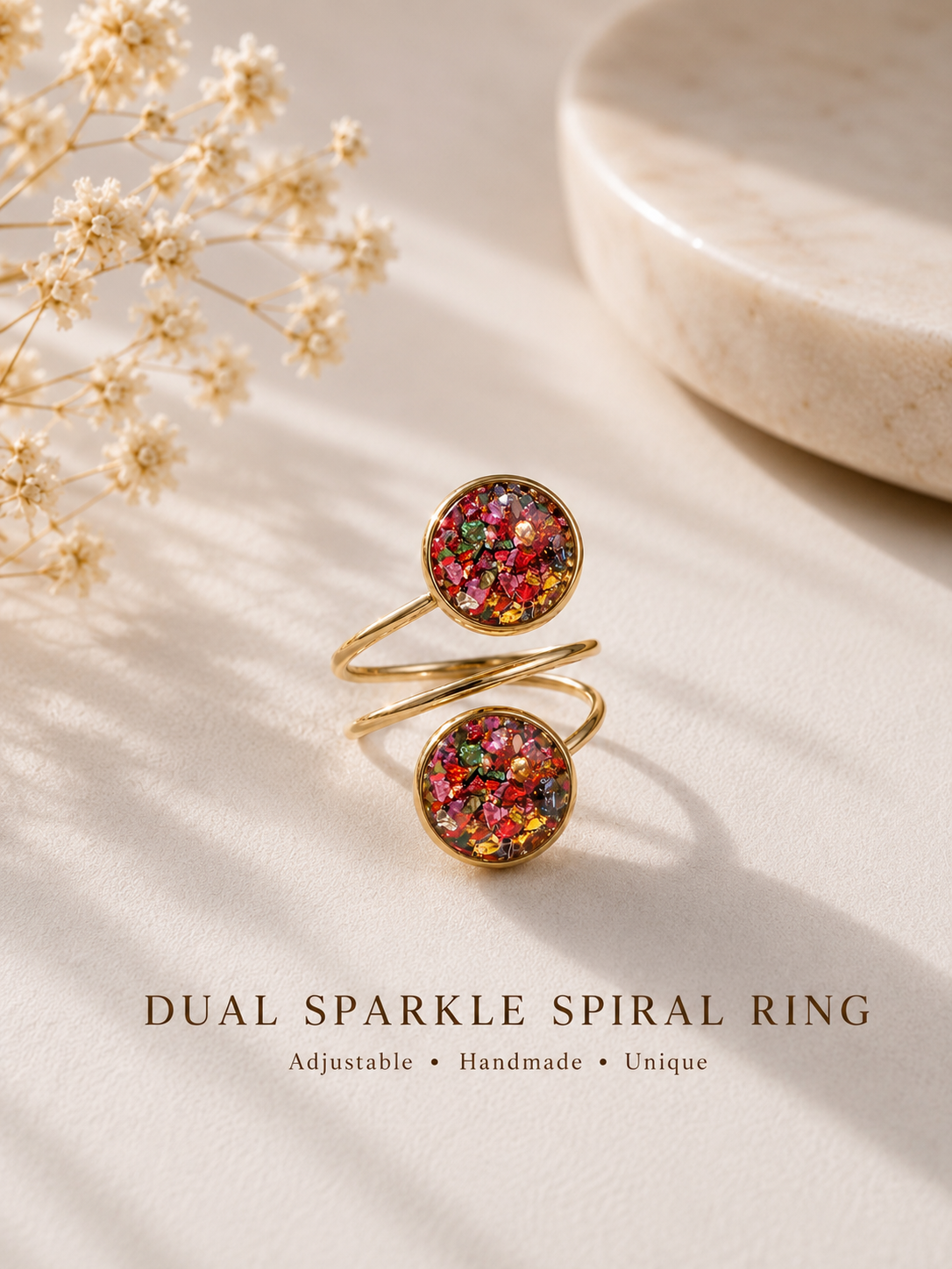 Sweet Gem Spiral Rings